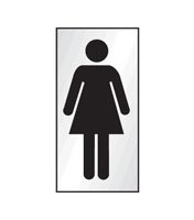 Ladies symbol 70x140mm Engraved aluminium effect pvc