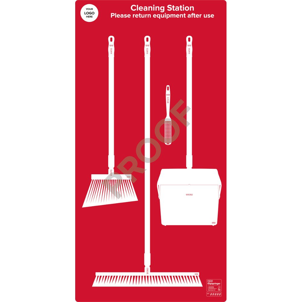 Floor Sweeping Station with Lobby Pan- Red