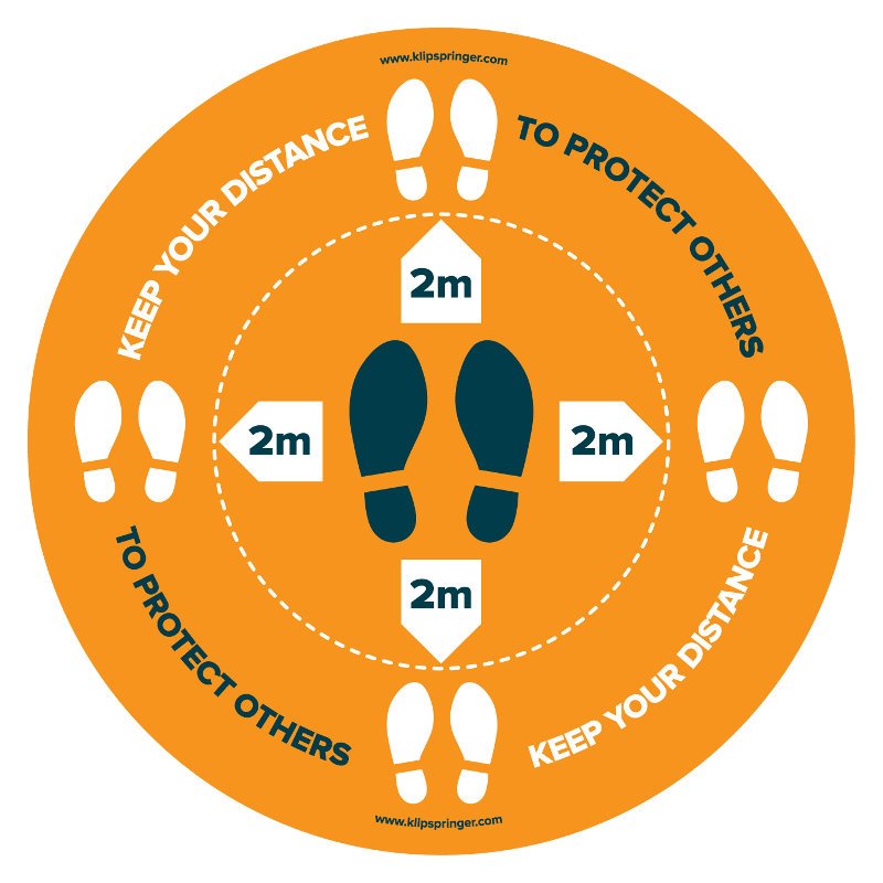 "Keep Your Distance To Protect Others, 2 Metres" Floor Vinyl - Round
