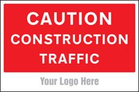 Caution construction traffic, site saver sign 600x400mm