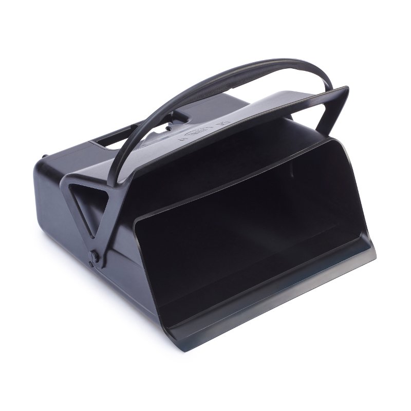 Foodgrade hand dust pan - with hinged lid and clasp, heavy duty, black