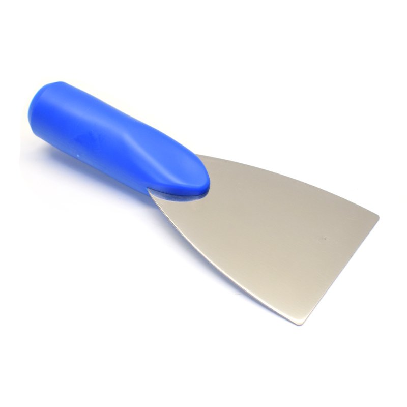 Narrow scraper - threaded - stiff s/s blade, 80 mm, blue