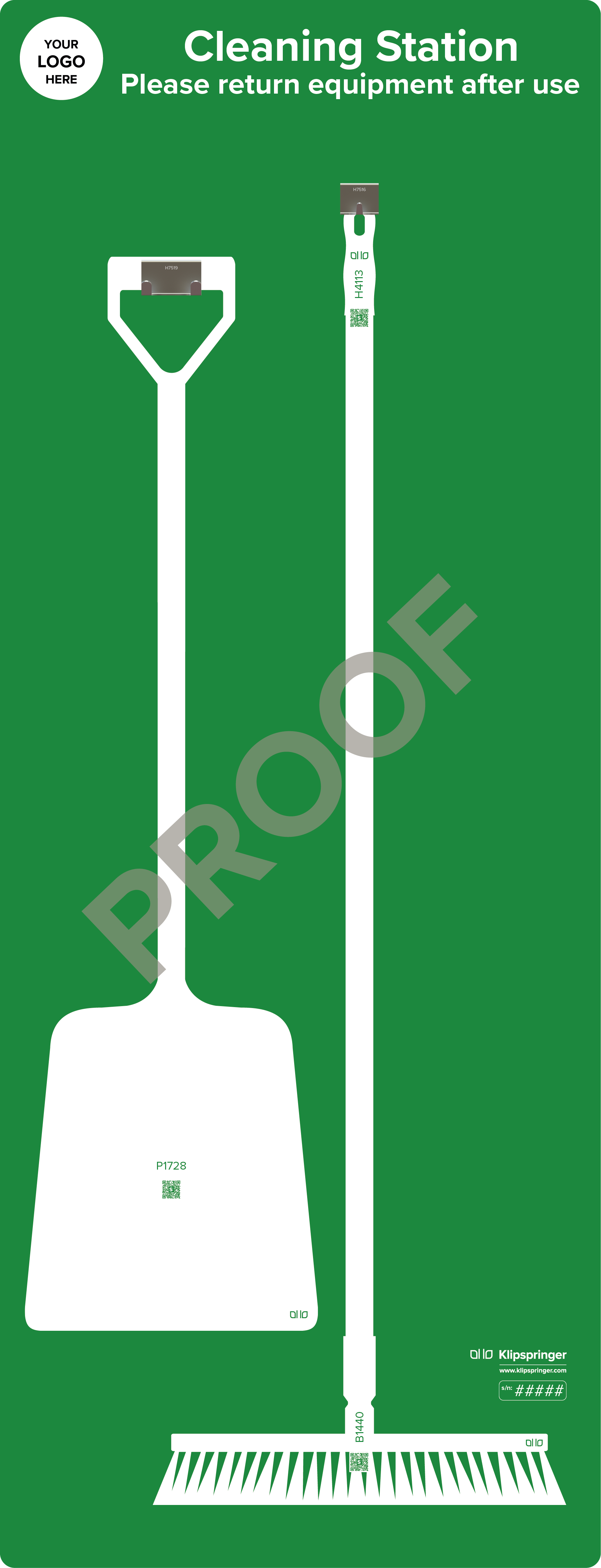 Cleaning Station with Floor Sweeper and Shovel (with utensils) - Green