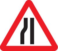 Road narrows left fold up 750mm triangle sign