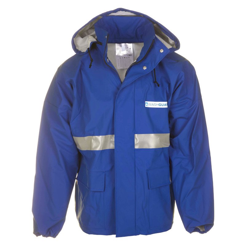 Washguard Chemical Resistant Jacket with Pockets, Medium, Blue