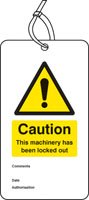 Lockout Tag - Caution this machinery has been locked out (80x150mm) Pk of 10