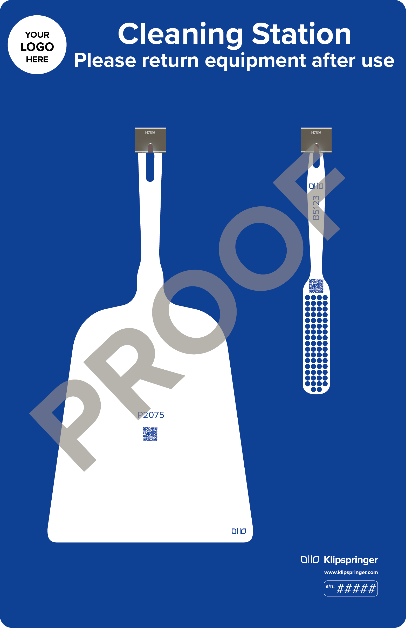 Cleaning Station with Hand Shovel and Brush - Blue
