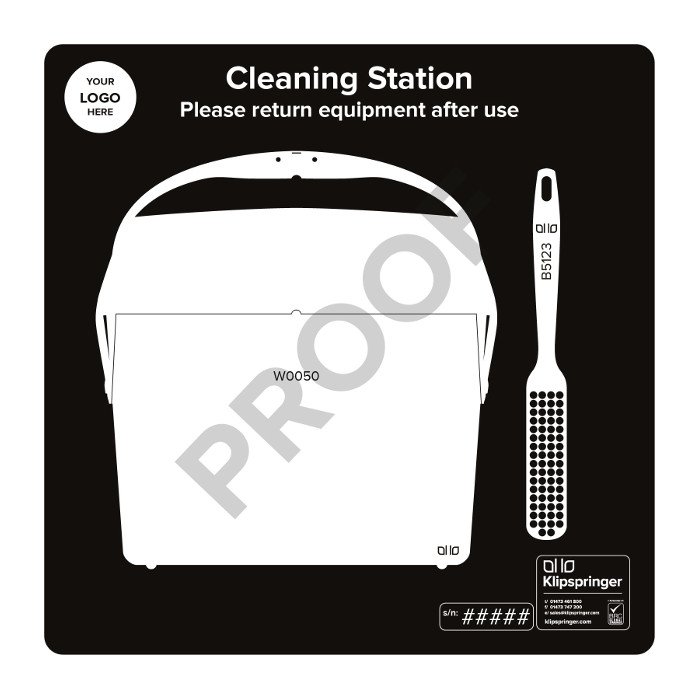 Cleaning Station with Lobby Pan and Brush (with utensils) - Black