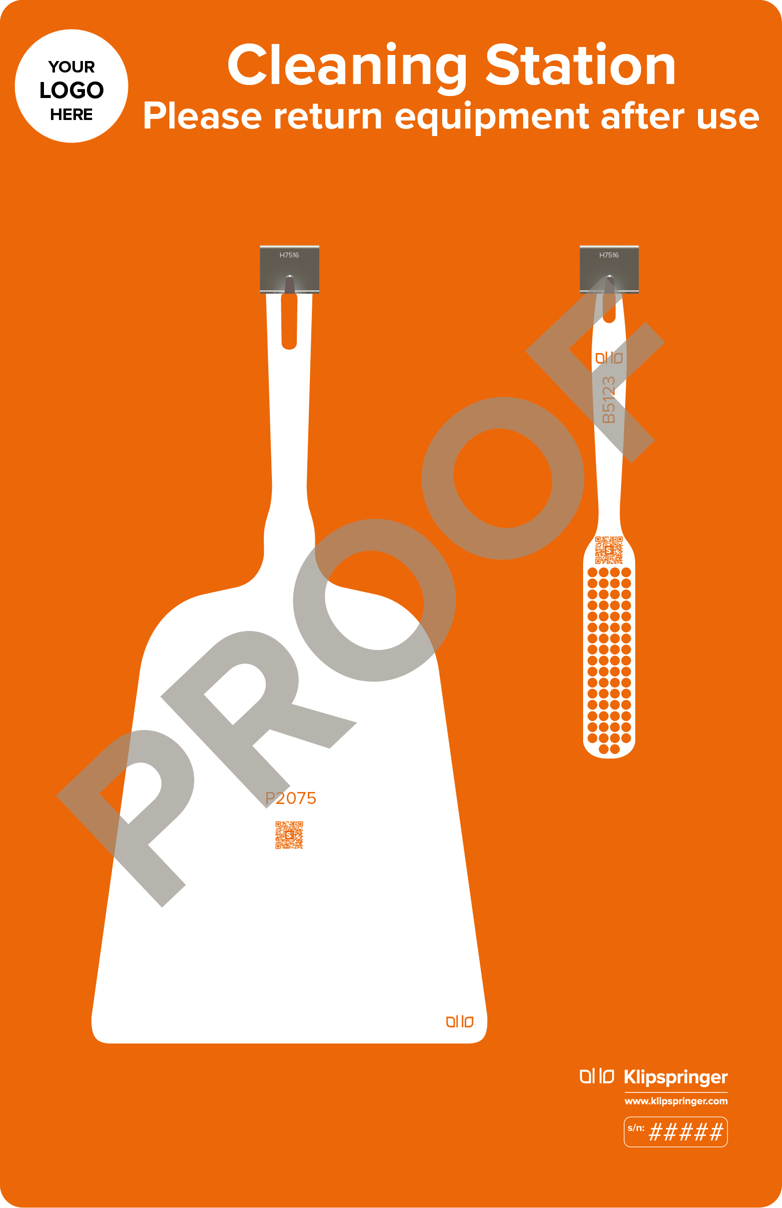 Cleaning Station with Hand Shovel and Brush (with utensils) - Orange