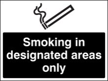 Smoking in designated areas only (white/black)