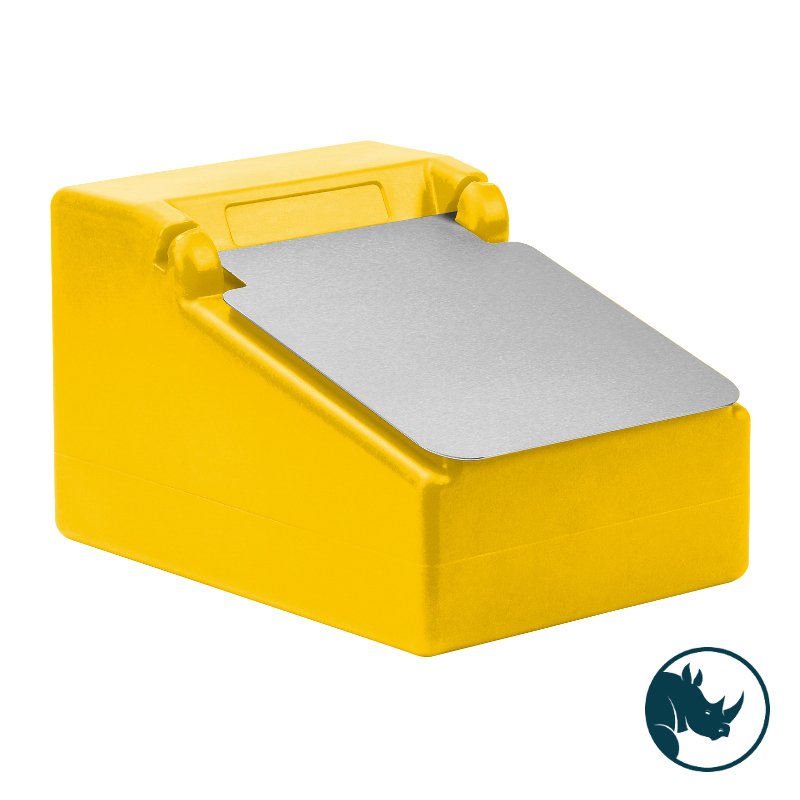 Ingredient dispensing bin - 8 Ltr, stainless steel dispensing lid, yellow