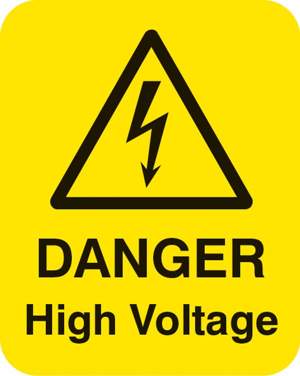 Danger high voltage Sheet of 25 labels 40x50mm