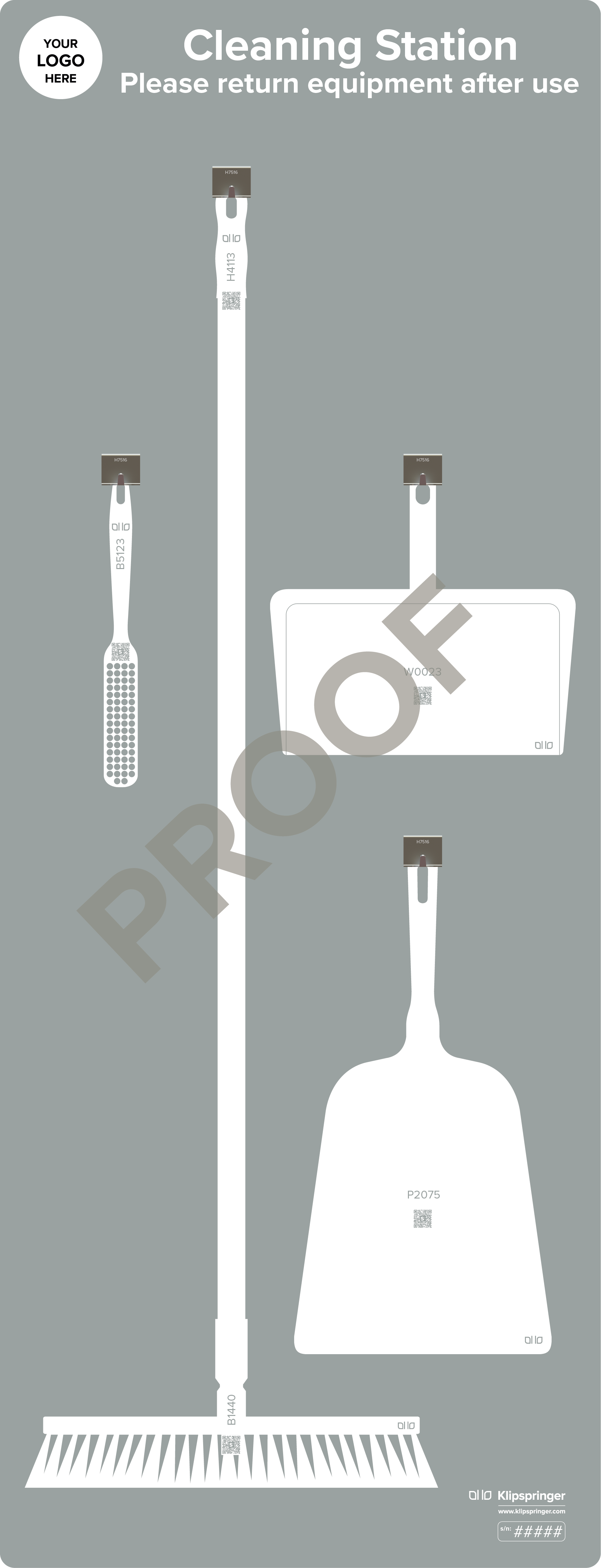 Floor Cleaning Station with Hand Shovel (With Utensils) - Grey