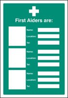 First aiders are (space for 3) adapt-a-sign 215x310mm