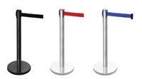 Retractable barrier on black post (3.4m red webbing) 1015mm high